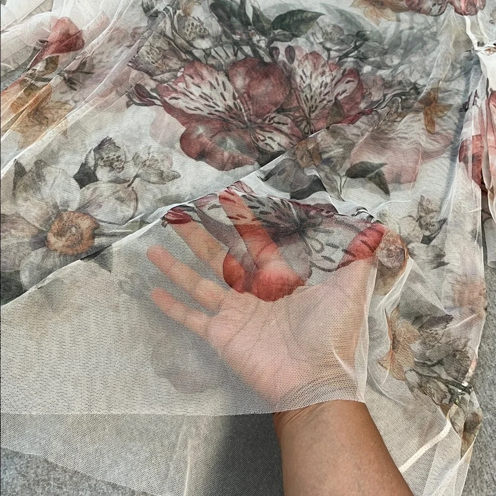 Fairy Floral Mesh Tunic Top Womens 3X Sheer Bell Sleeve Woodland Festival Beach - Picture 8 of 11